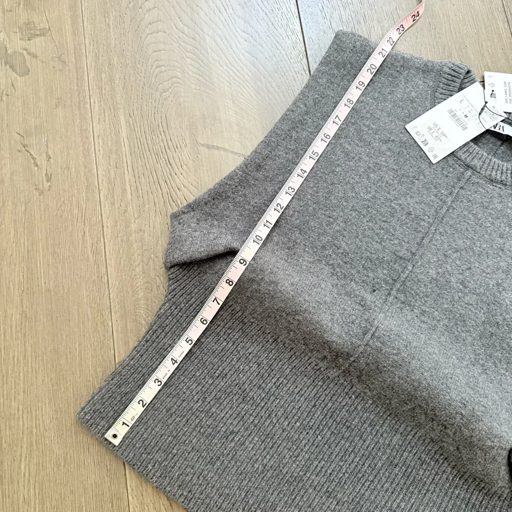 NWT Zara Gray Sleeveless Wood Blend Knit Sweater Vest Large - Picture 4 of 7